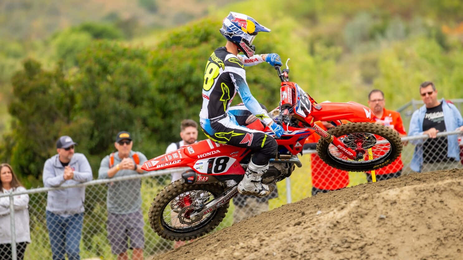 Jett Lawrence, red Honda gear, dirt jump, HD Desktop Wallpaper