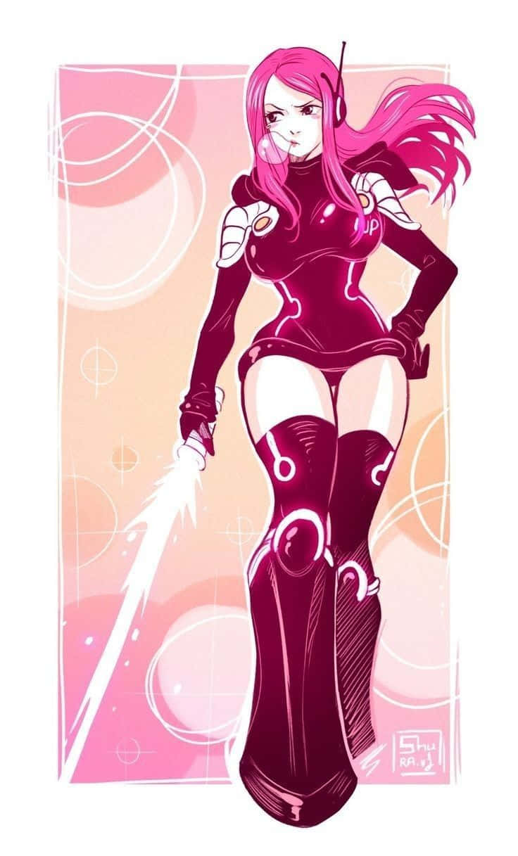Jewelry Bonney, pink-haired anime warrior, futuristic suit, SD Phone Wallpaper
