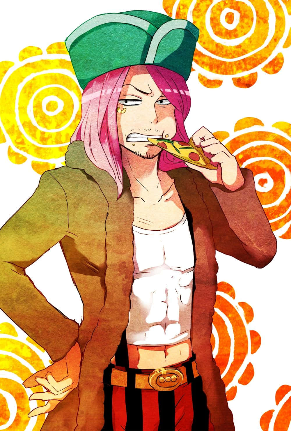 Jewelry Bonney, pink-haired anime character, green hat, HD Phone Wallpaper