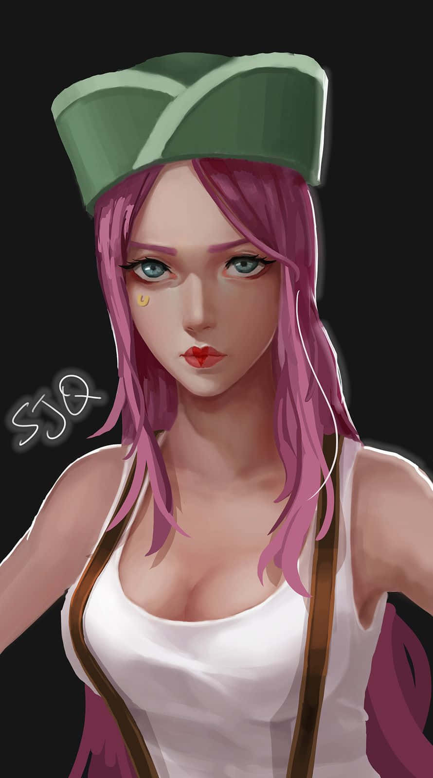 Jewelry Bonney, pink hair, green hat, HD Phone Wallpaper