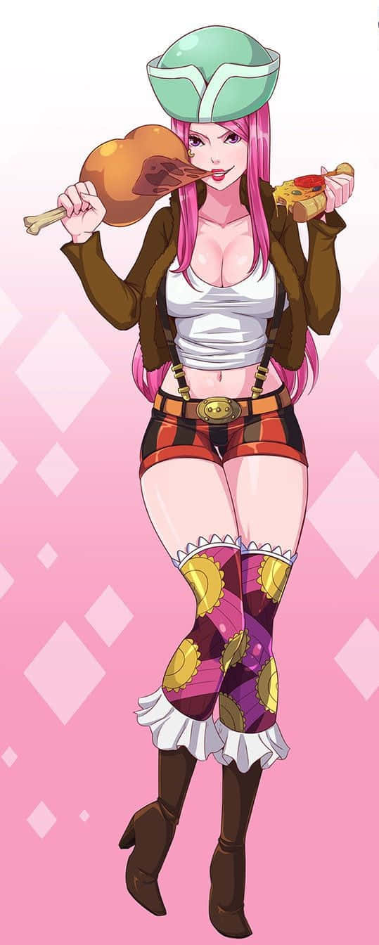Jewelry Bonney, pink-haired anime girl, green helmet, HD Phone Wallpaper
