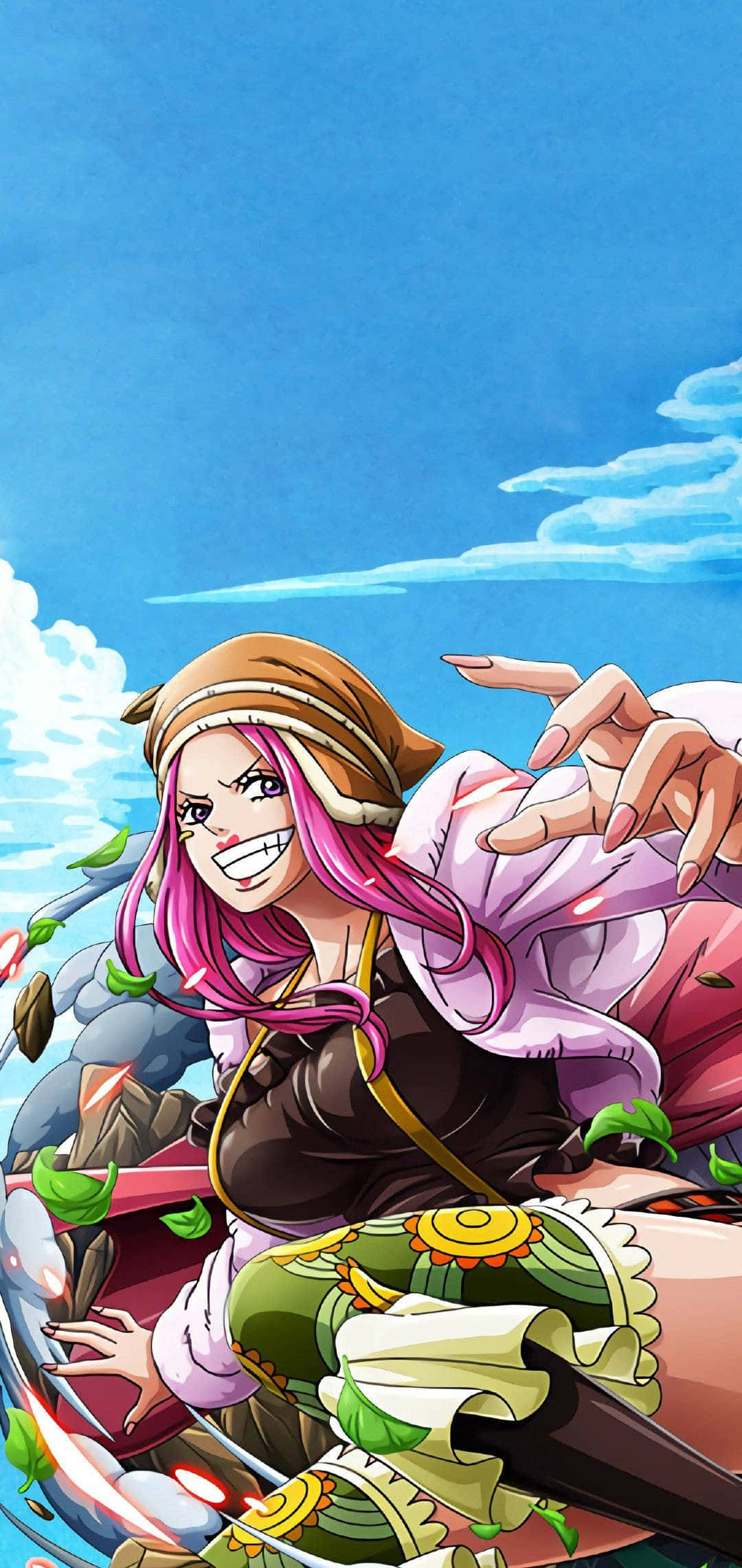 Jewelry Bonney, pink hair, brown hat, Full HD Phone Wallpaper