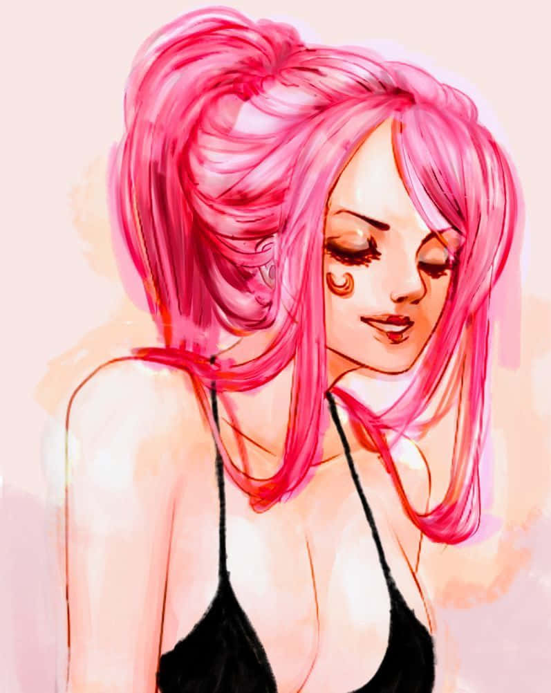 Jewelry Bonney, pink hair, black top, SD Phone Wallpaper