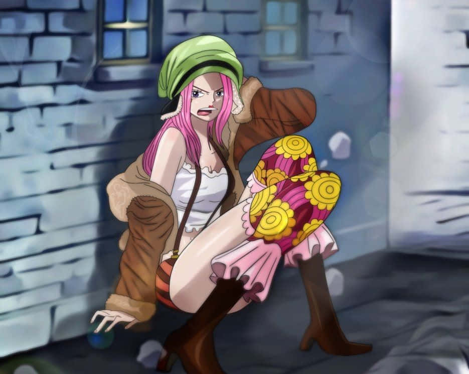 Jewelry Bonney, pink-haired anime girl, green hat, SD Desktop Wallpaper