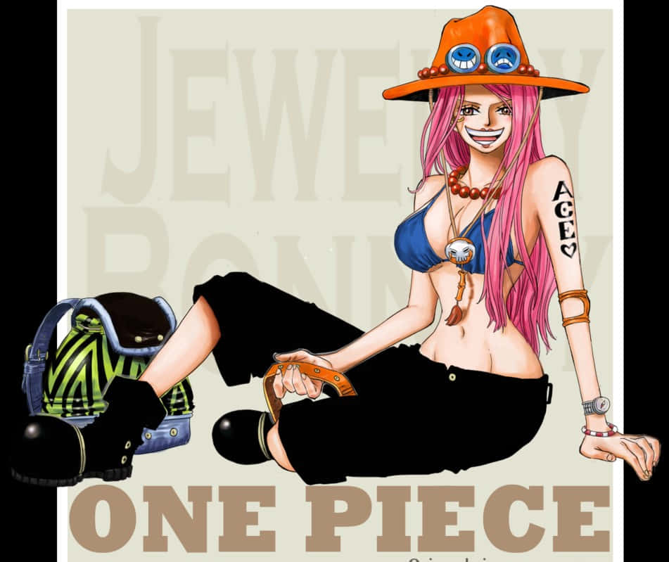 Jewelry Bonney, pink-haired anime girl, orange hat, SD Desktop Wallpaper