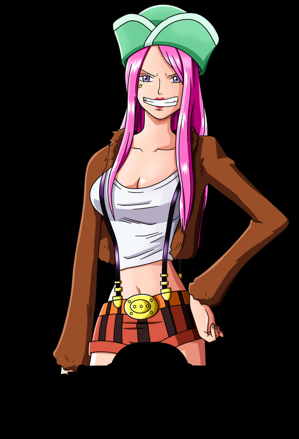 Jewelry Bonney, pink hair, green hat, HD Phone Wallpaper