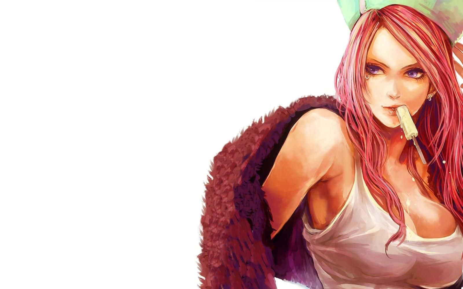Jewelry Bonney, pink hair, green hat, HD Desktop Wallpaper