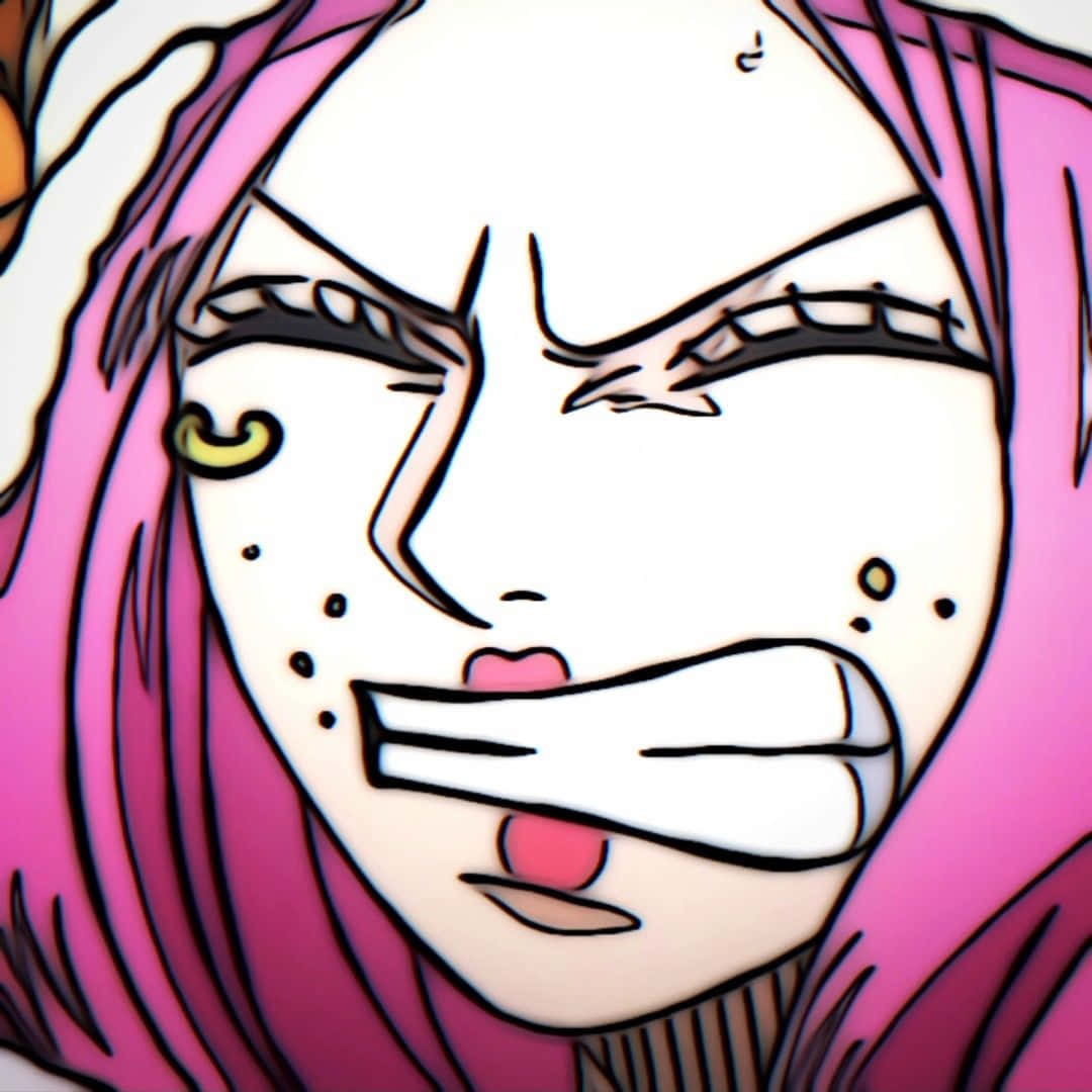 Jewelry Bonney, pink hair, fierce expression, SD Desktop Wallpaper