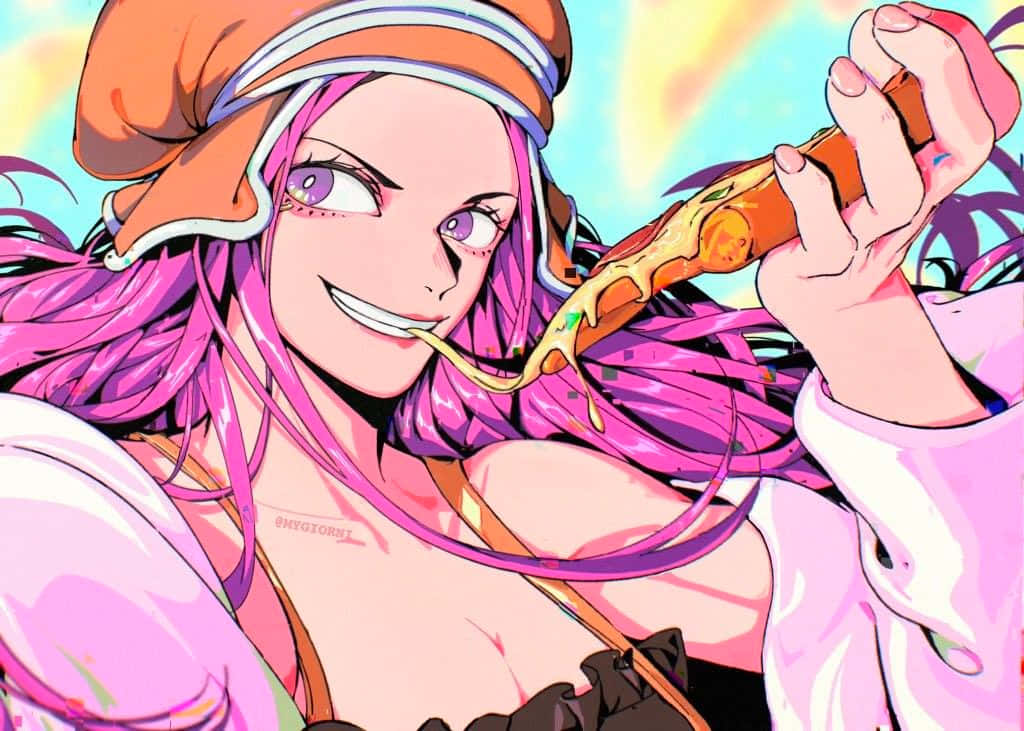 Jewelry Bonney, pink hair, orange hat, SD Desktop Wallpaper