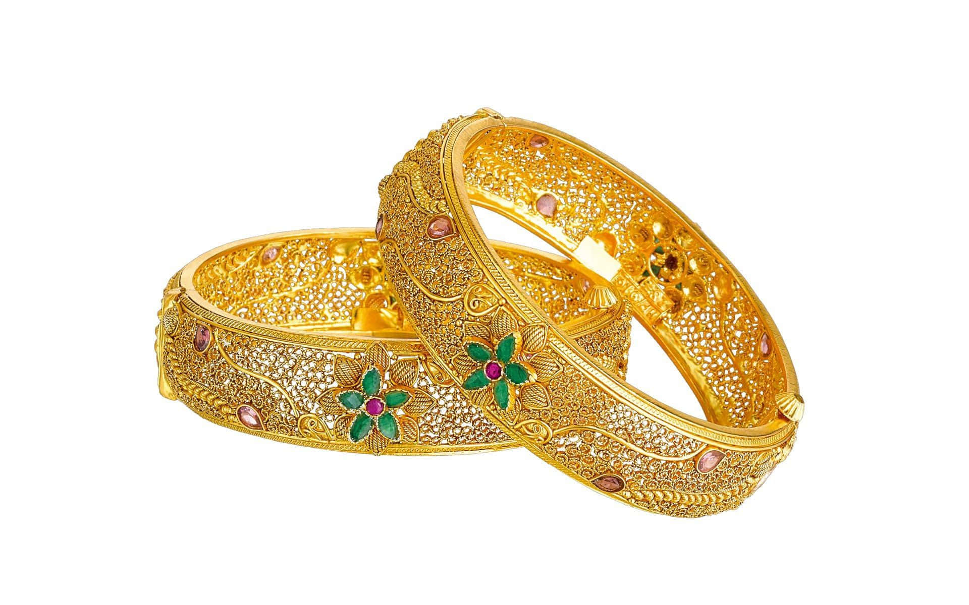 gold bangles, floral filigree, gemstone accents, Full HD Desktop Wallpaper