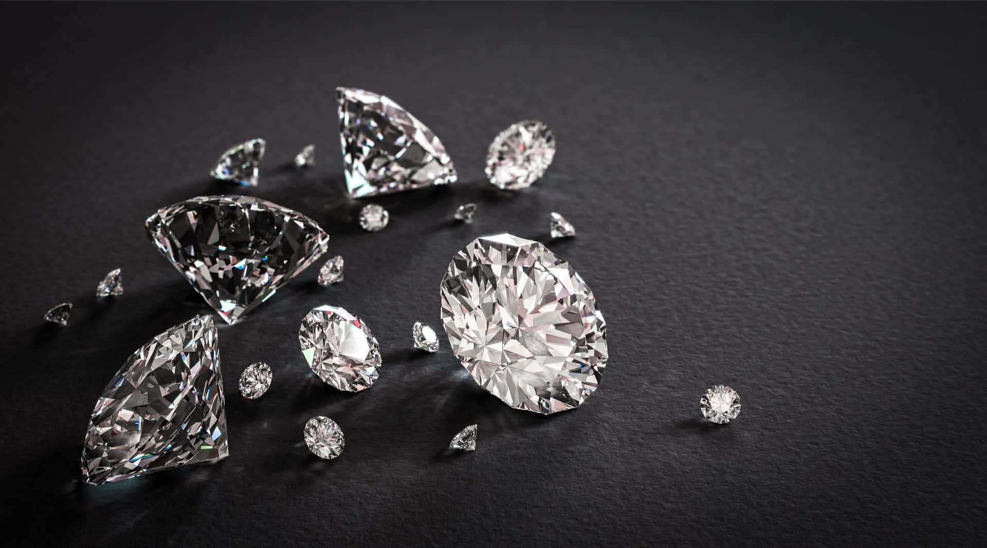 vintage jewelry, cut diamonds, matte black surface, Full HD Desktop Wallpaper