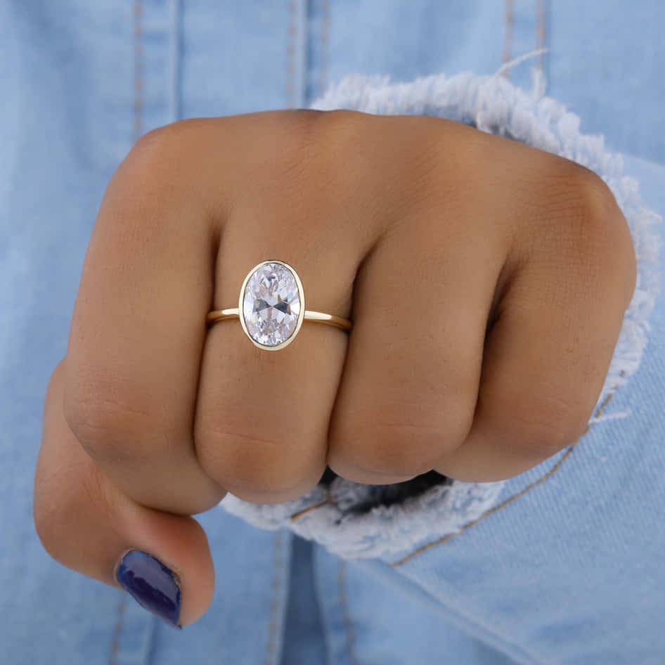 gold ring, oval-cut diamond, ring finger, SD Desktop Wallpaper