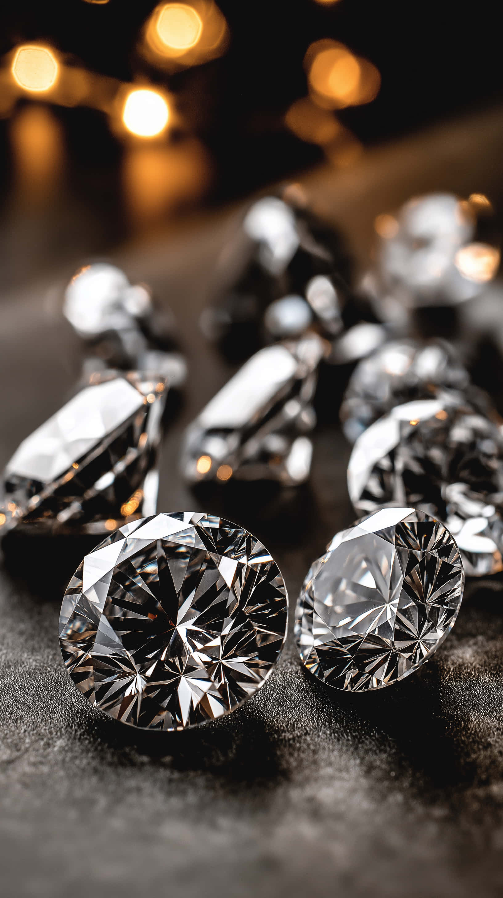 scattered diamond brilliance, shimmering diamonds, sharp facets, 2K Phone Wallpaper