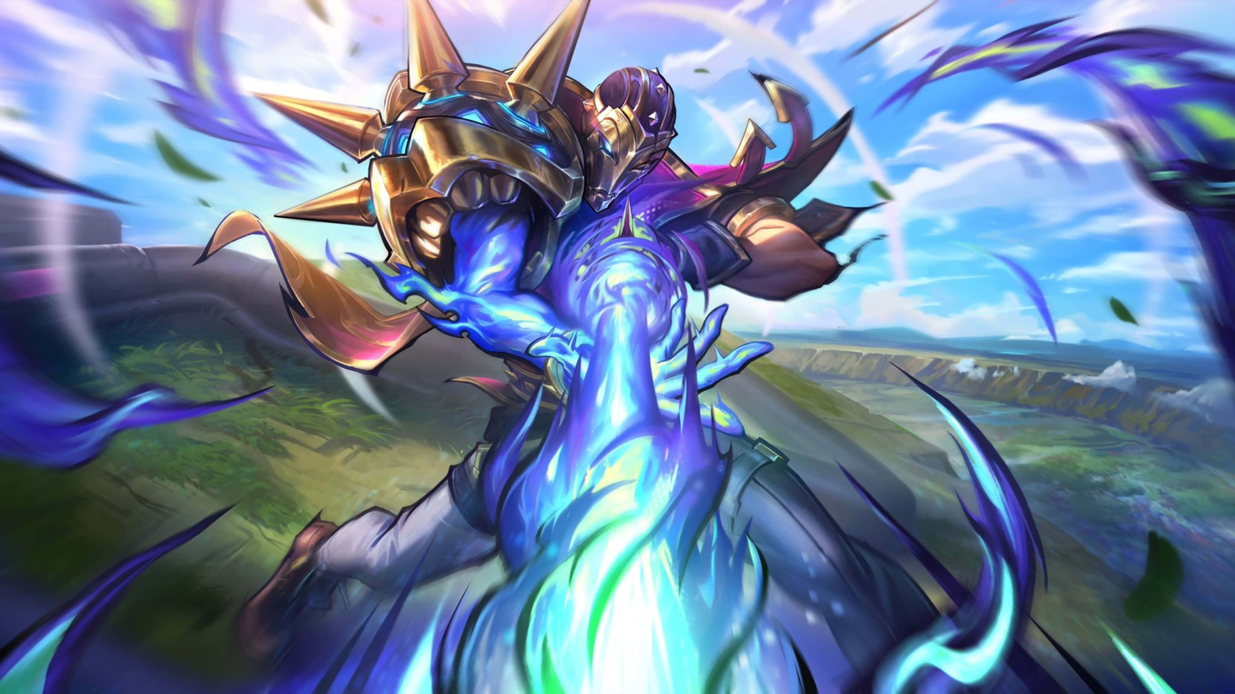 Jhin, dragon, glowing blue energy, 4K Desktop Wallpaper