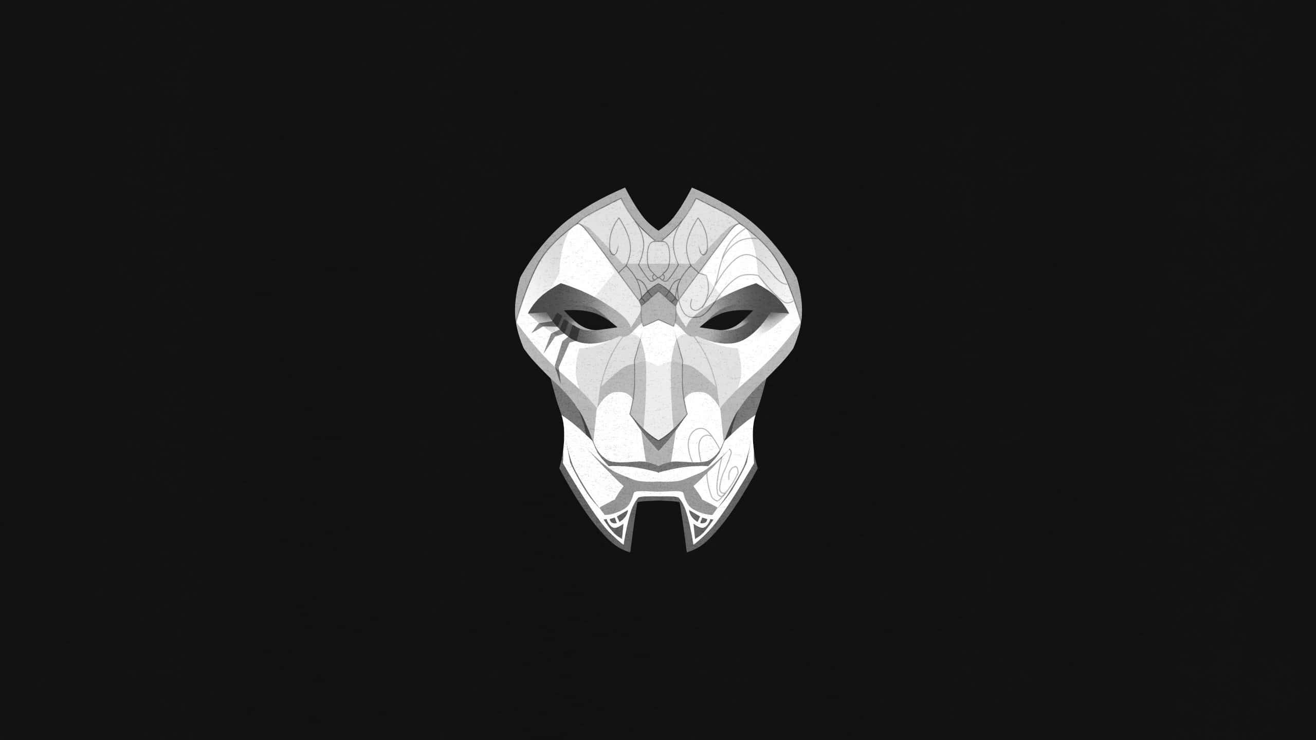 Jhin, mask, grayscale, 2K Desktop Wallpaper