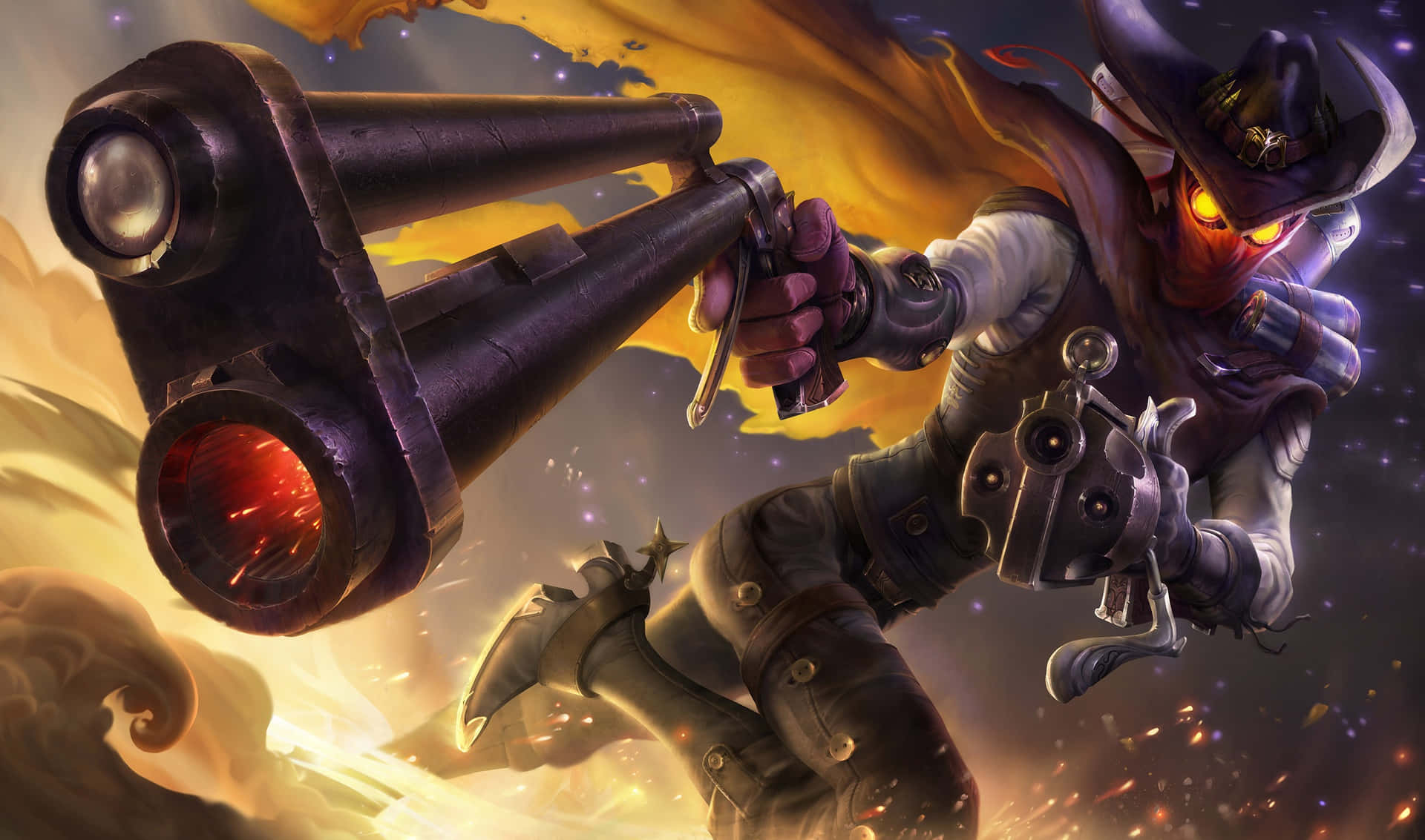Jhin, masked pirate, glowing eyes, Full HD Desktop Wallpaper