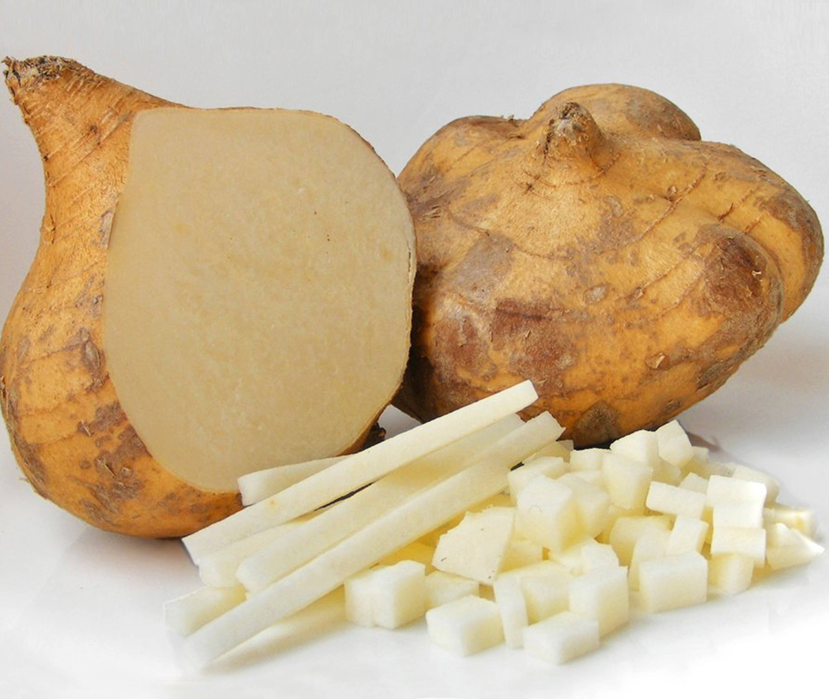 Jicama, yellow-skinned yam, white flesh, 2K Desktop Wallpaper