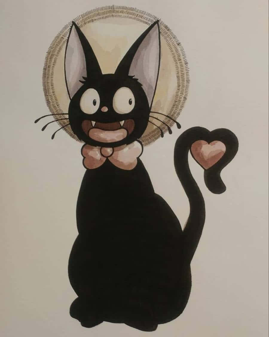 Jiji Cat, black cat, big eyes, SD Phone Wallpaper