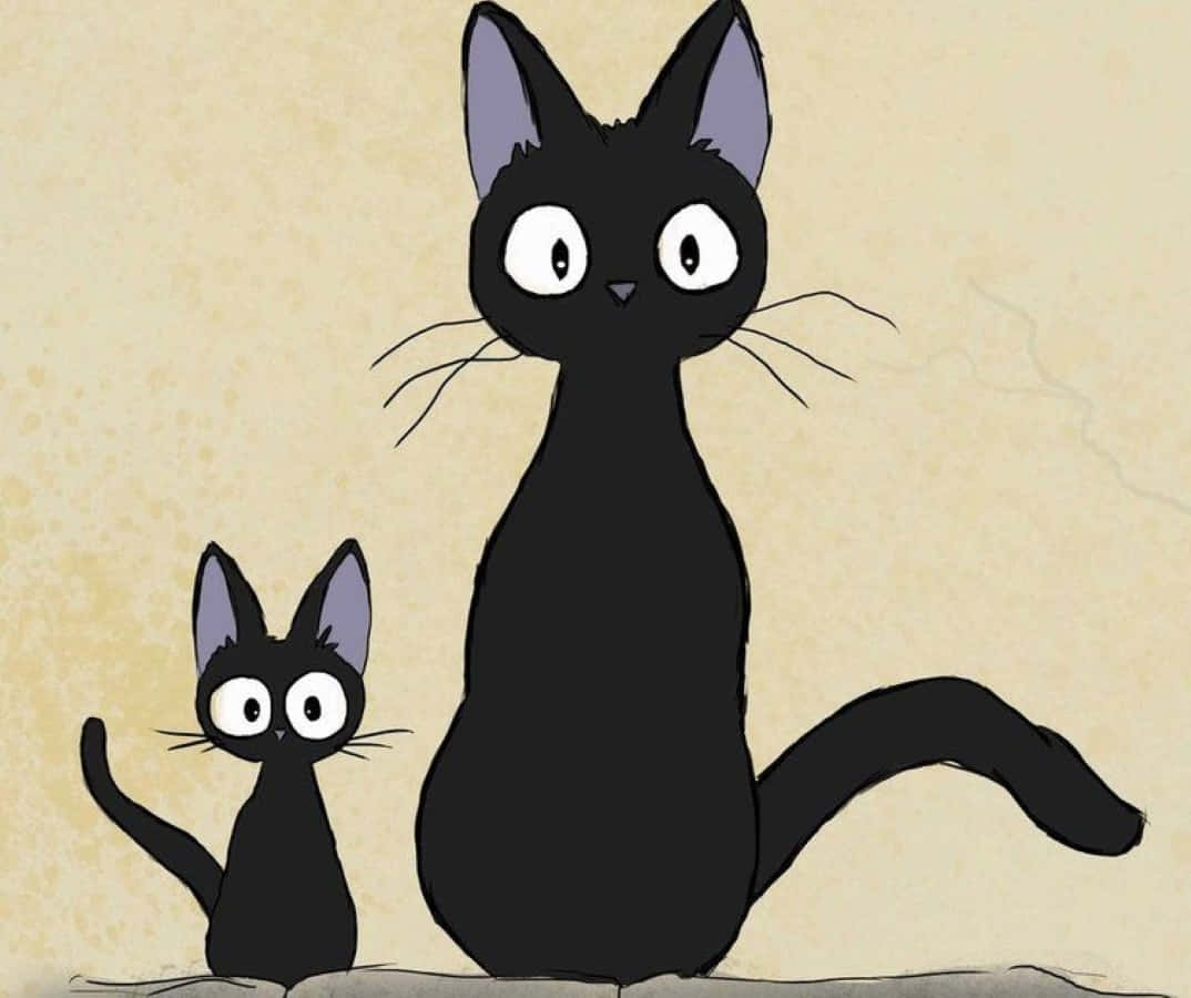 Jiji Cat, black cats, wide white eyes, SD Desktop Wallpaper