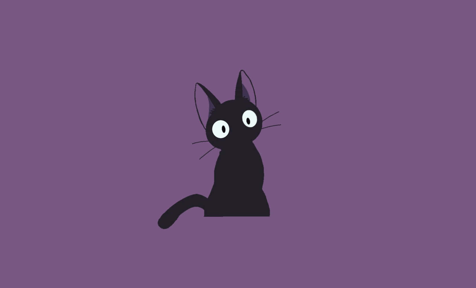 Jiji the Cat, black cat, glowing white eyes, HD Desktop Wallpaper