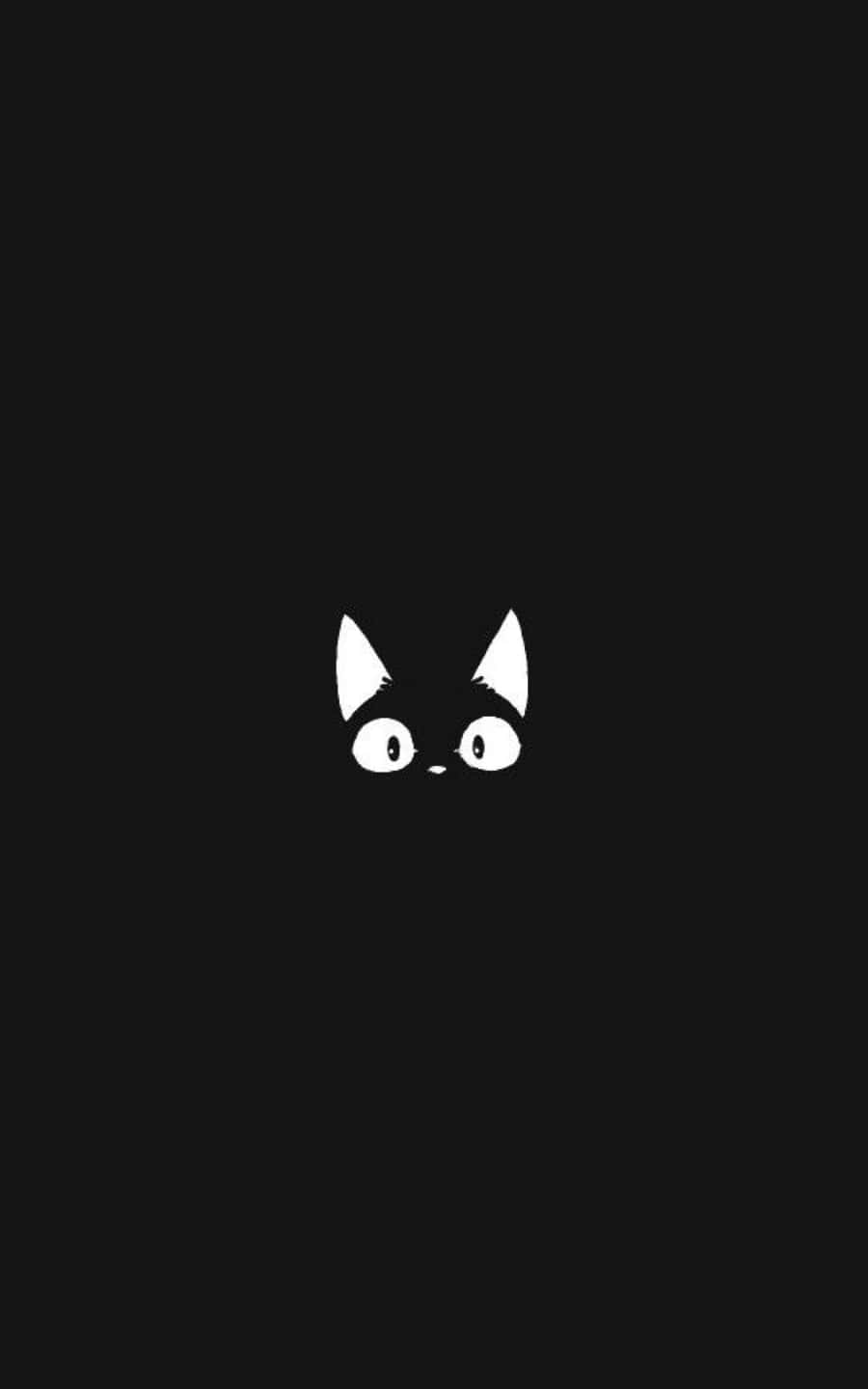 Jiji, black cat, minimalist white cat face, HD Phone Wallpaper