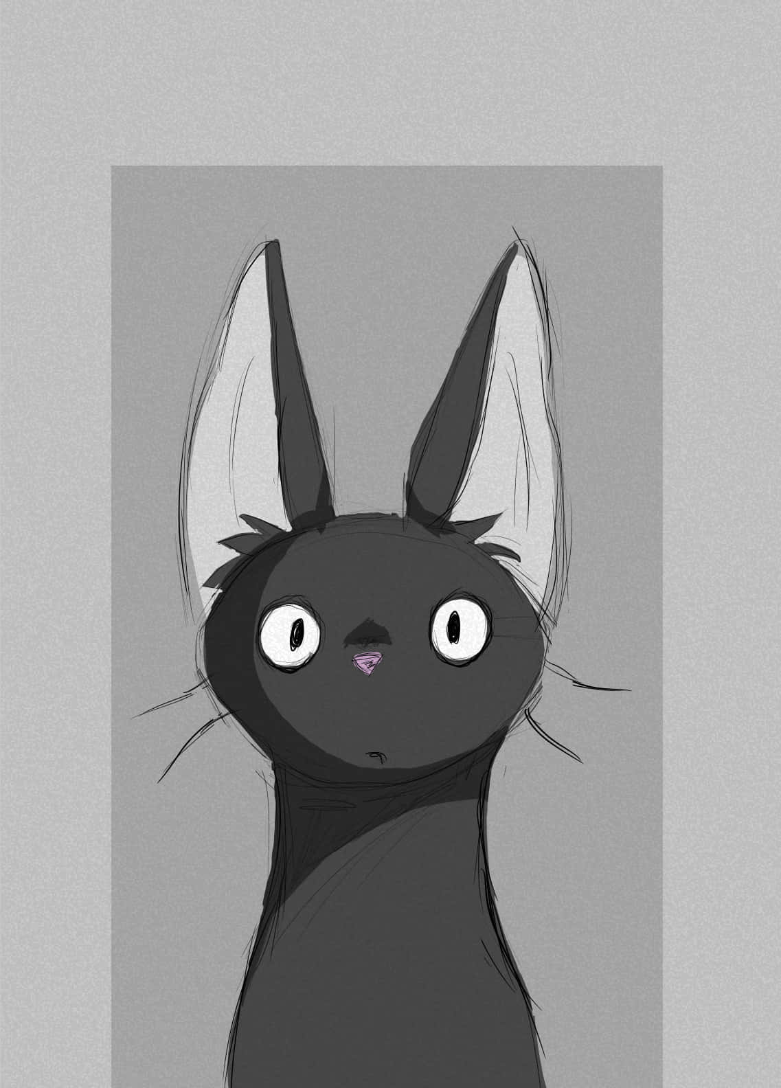 Jiji, black cat, large white eyes, HD Phone Wallpaper