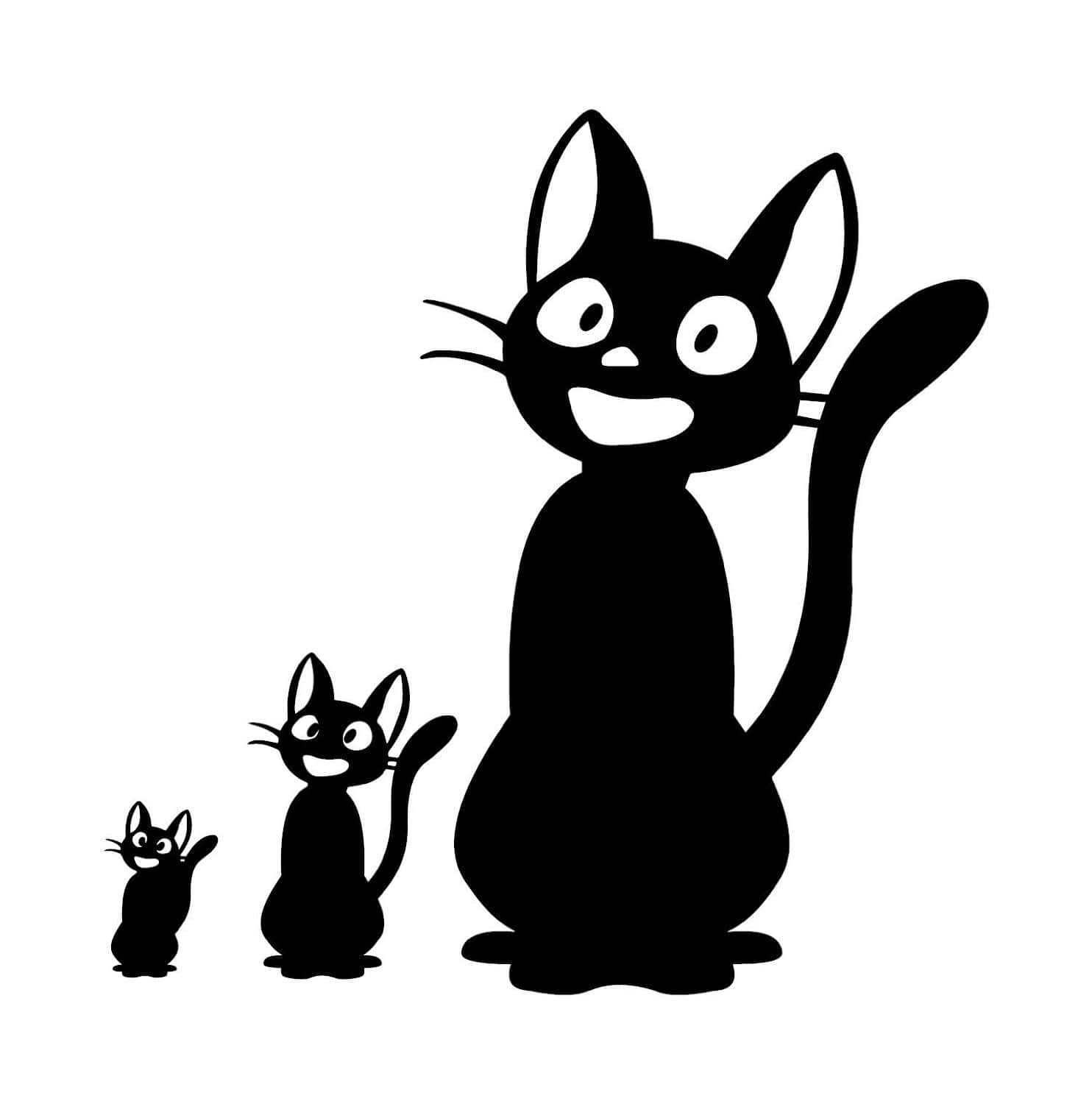 Jiji Cat, magical garden, black cat silhouettes, HD Phone Wallpaper