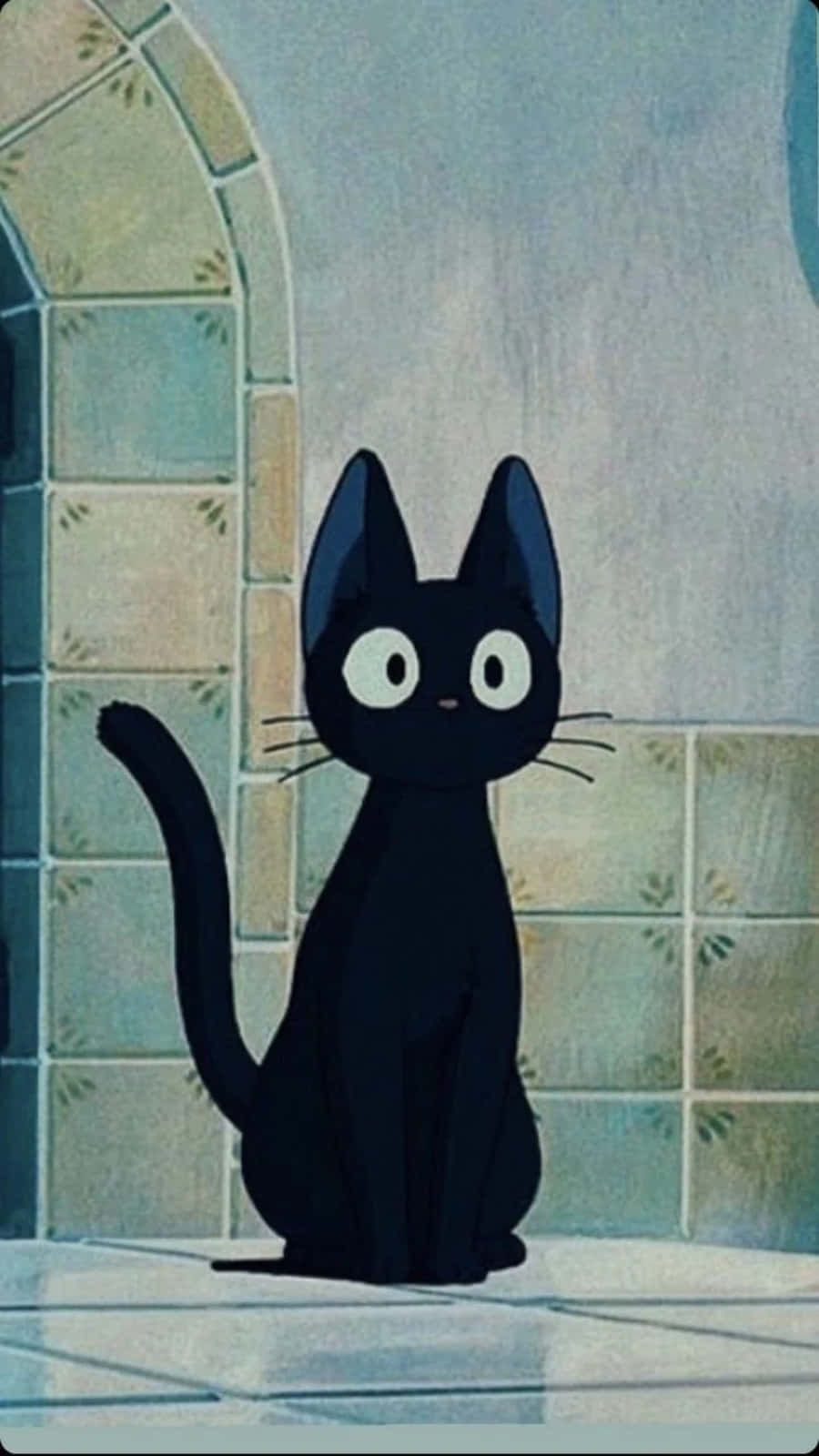 Jiji, black cat, large white eyes, HD Phone Wallpaper