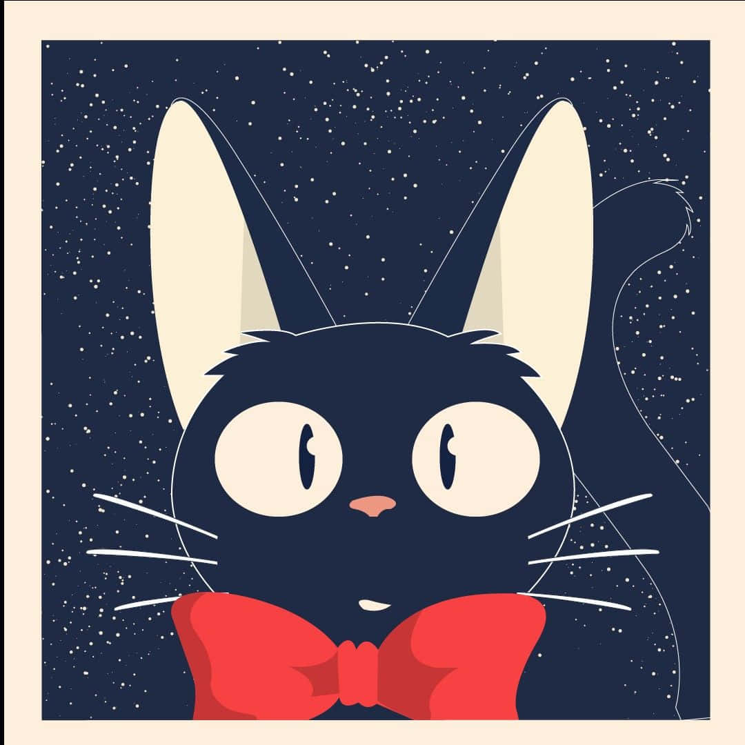 Jiji, black cat, starry night sky, SD Desktop Wallpaper