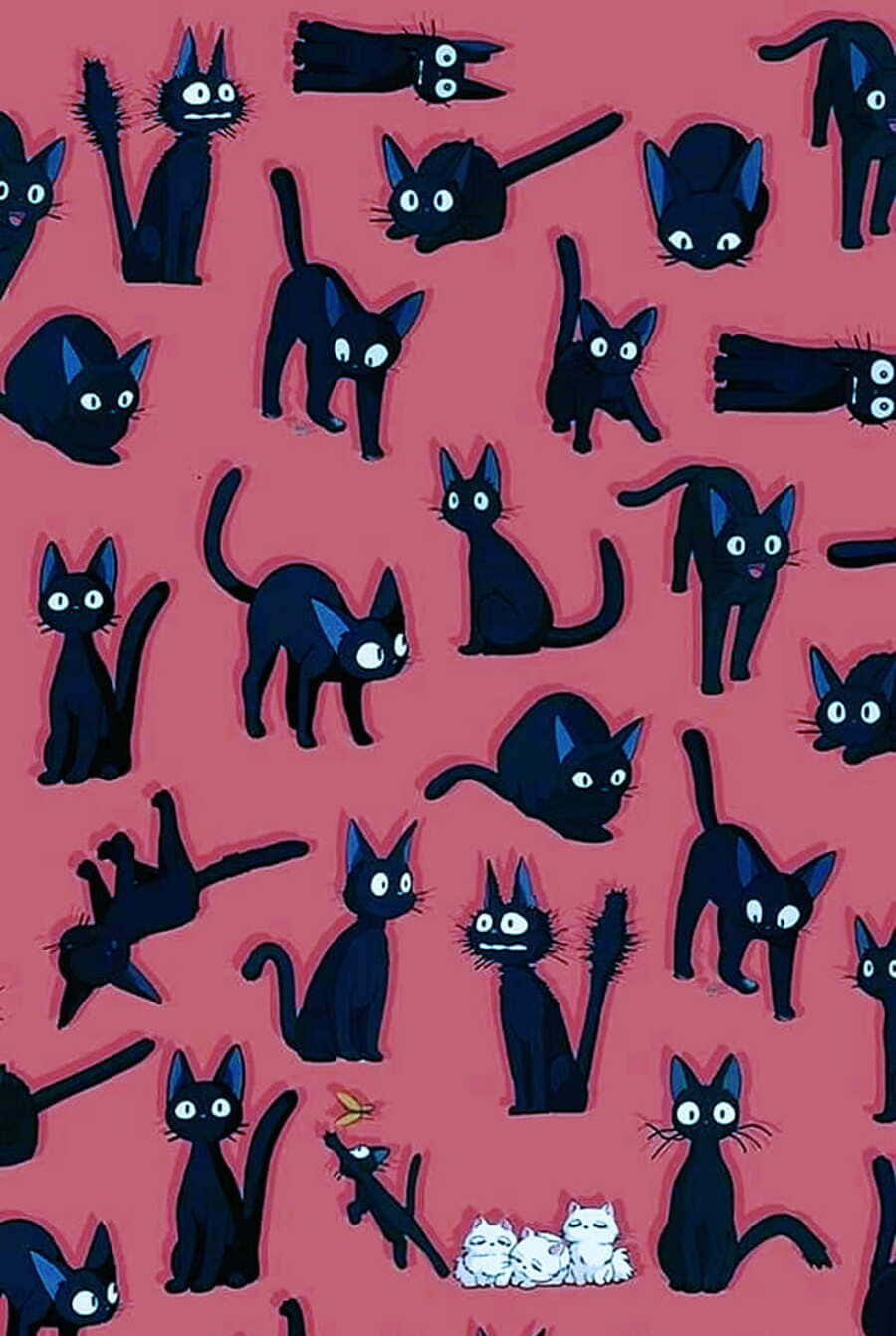 Jiji Cat, black cats, glowing eyes, HD Phone Wallpaper