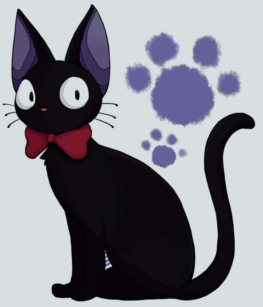 Jiji, black cat, red bowtie, SD Phone Wallpaper