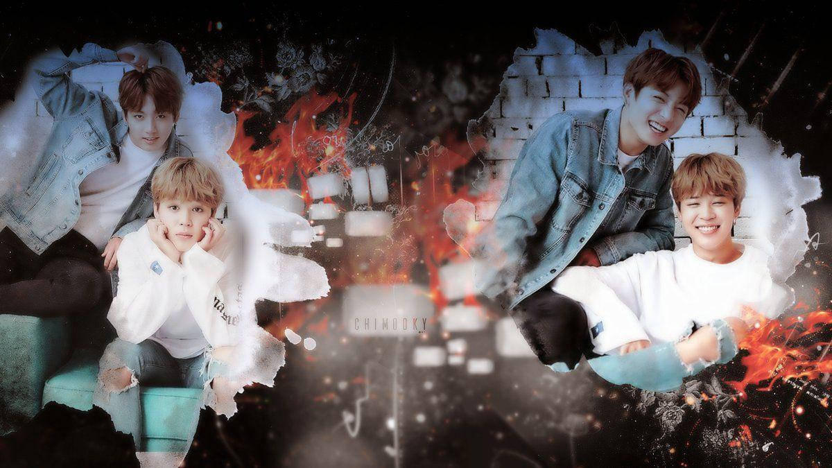 Jikook, black background, smiling, SD Desktop Wallpaper