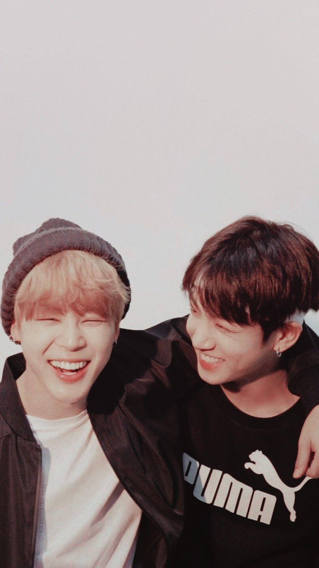 Jikook, laughing, Puma shirt, Full HD Phone Wallpaper