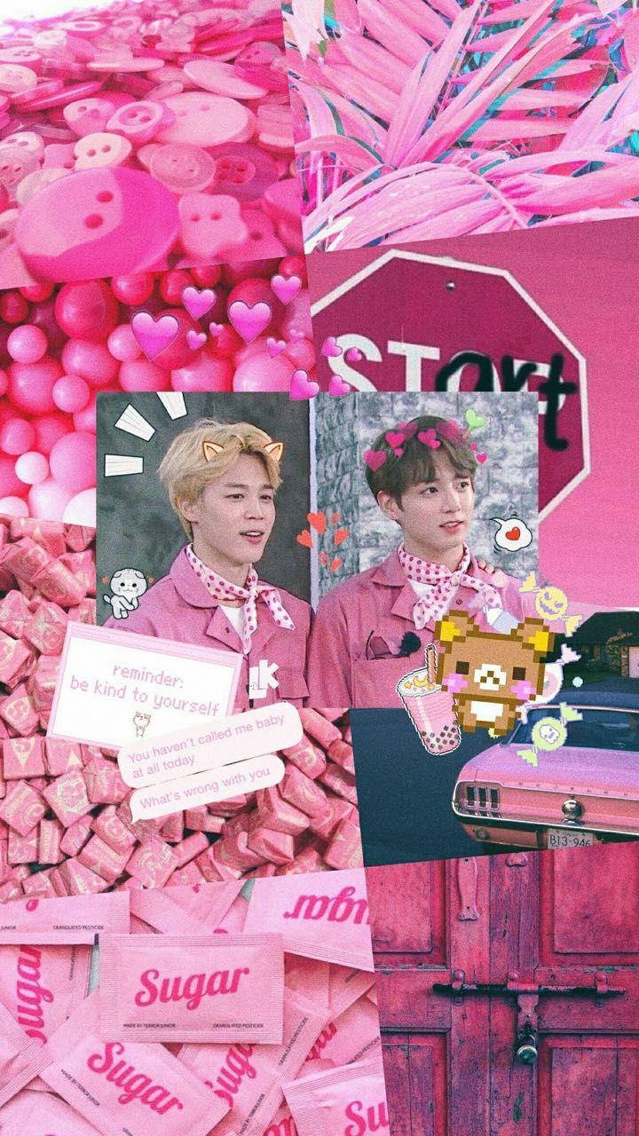 Jikook, pink, candy hearts, HD Phone Wallpaper