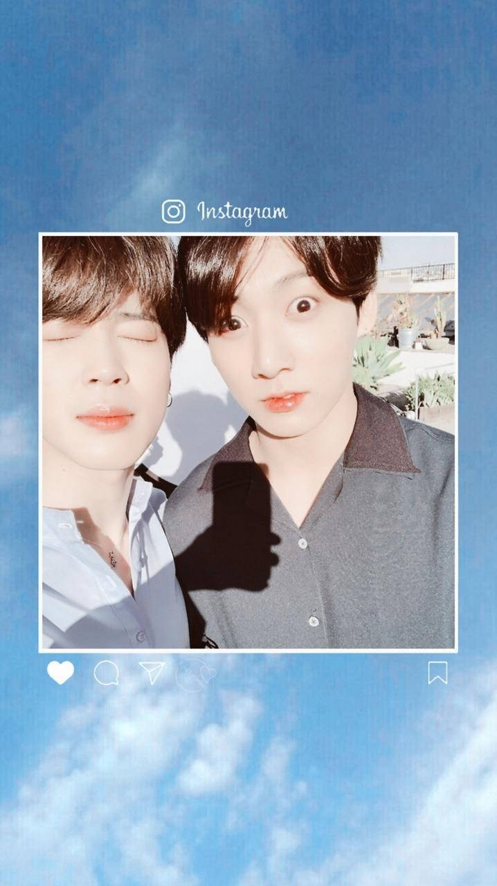 Jikook, bright blue sky, soft clouds, HD Phone Wallpaper