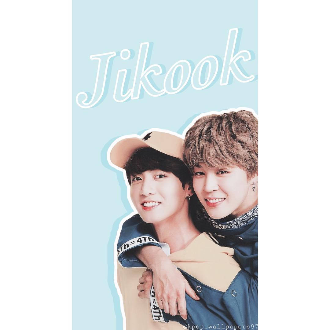 Jikook, blue background, pink hat, SD Desktop Wallpaper