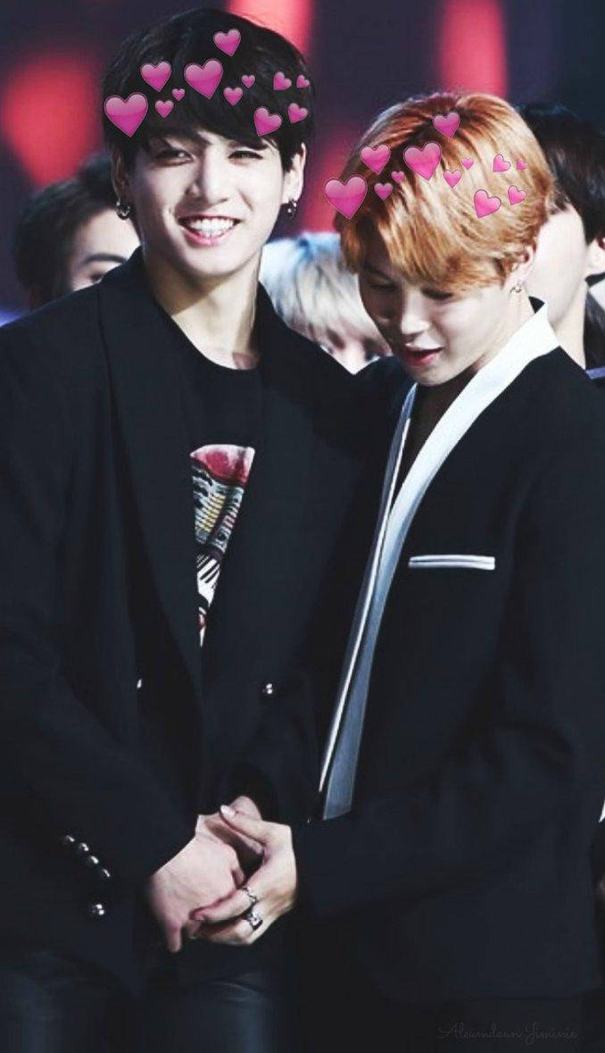 Jikook, black suits, pink heart graphics, SD Phone Wallpaper