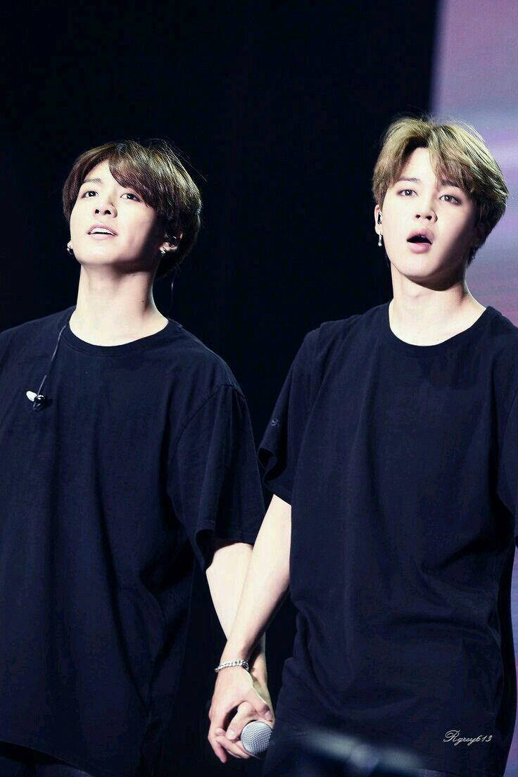 Jikook, black shirt, holding hands, SD Phone Wallpaper