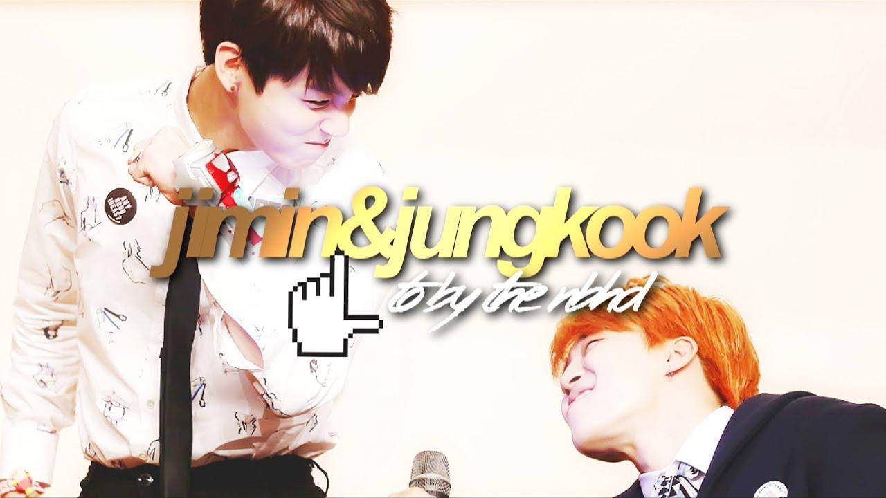 Jikook, bright background, bold text overlay, HD Desktop Wallpaper