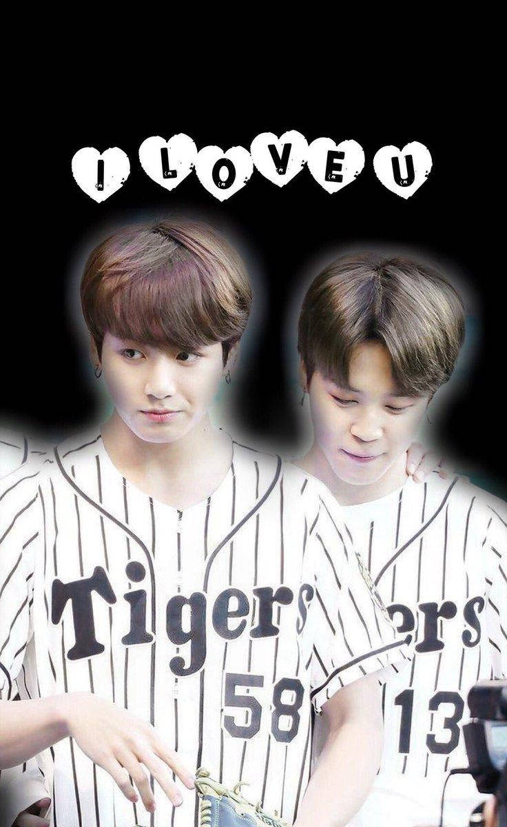 Jikook, I LOVE U, baseball jerseys, SD Phone Wallpaper