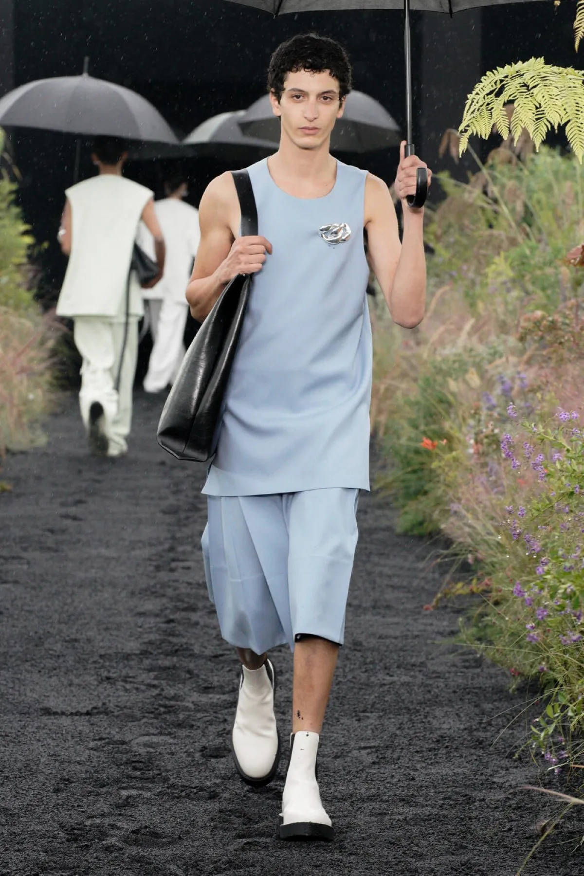 Jil Sander, light blue, umbrella, HD Phone Wallpaper