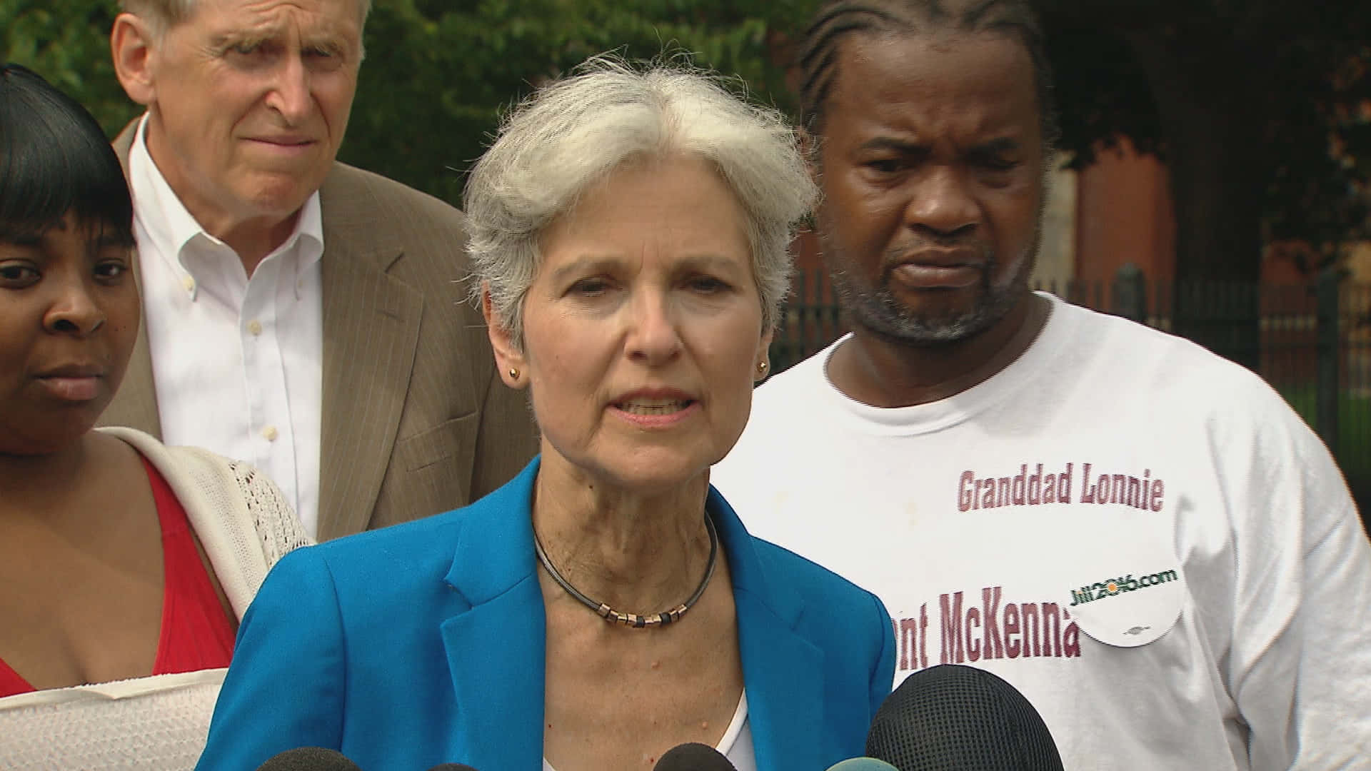 Jill Stein, blue blazer, microphones, Full HD Desktop Wallpaper