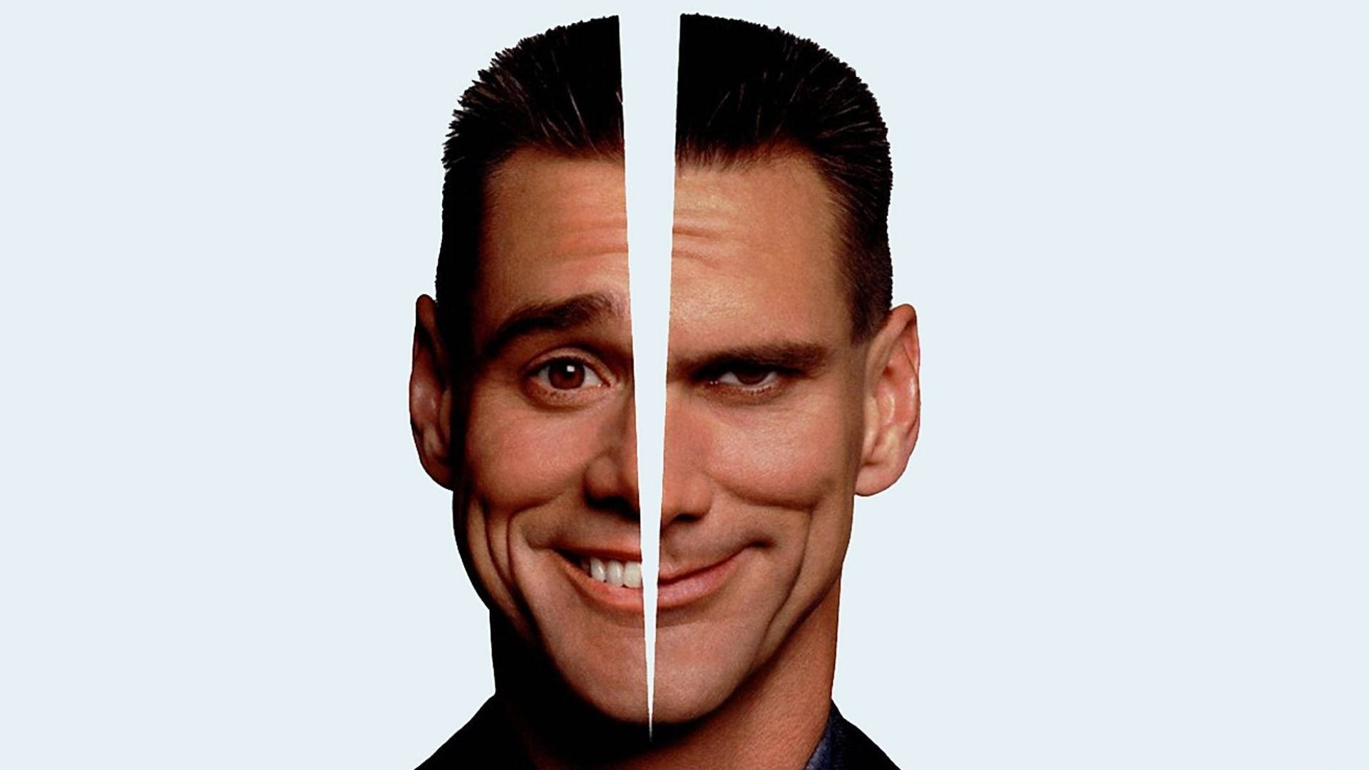Jim Carrey, two faces, smiling, Full HD Desktop Wallpaper