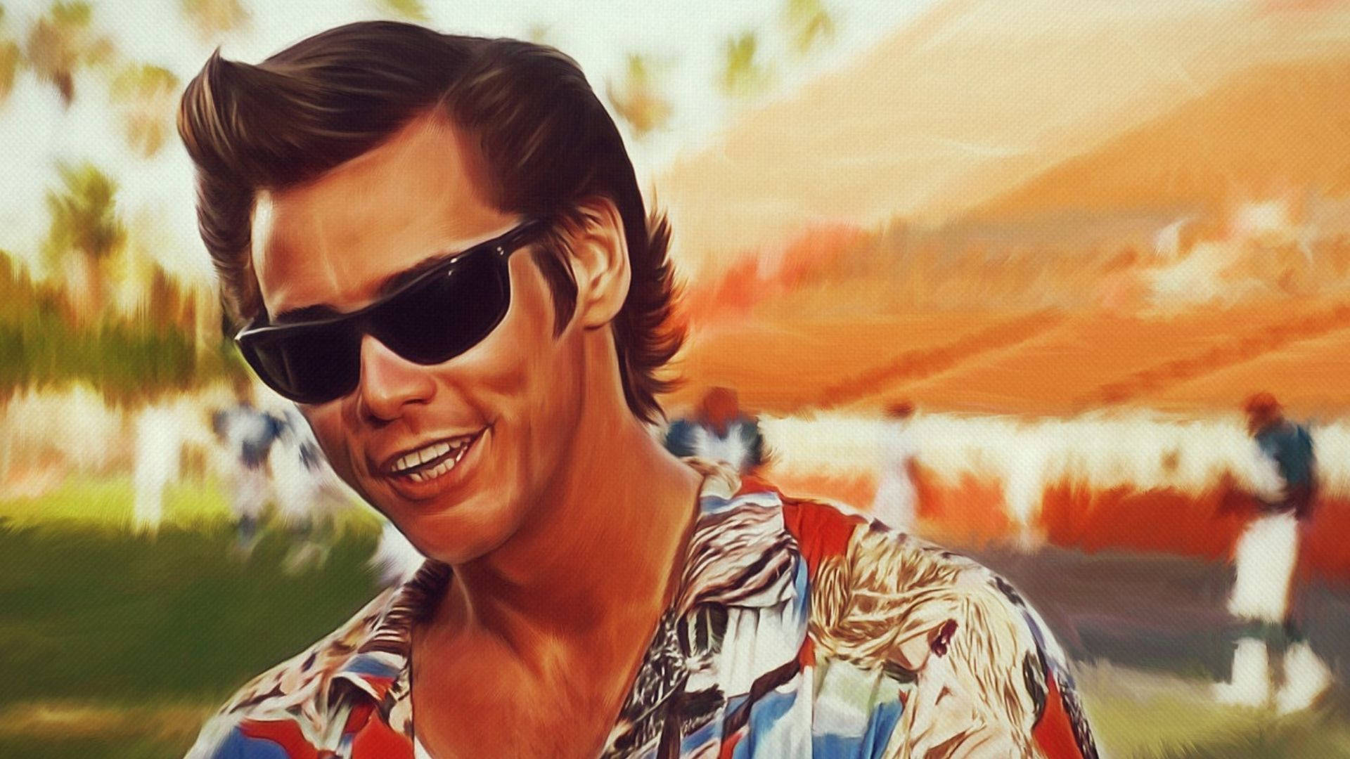 Jim Carrey, sunglasses, colorful shirt, Full HD Desktop Wallpaper