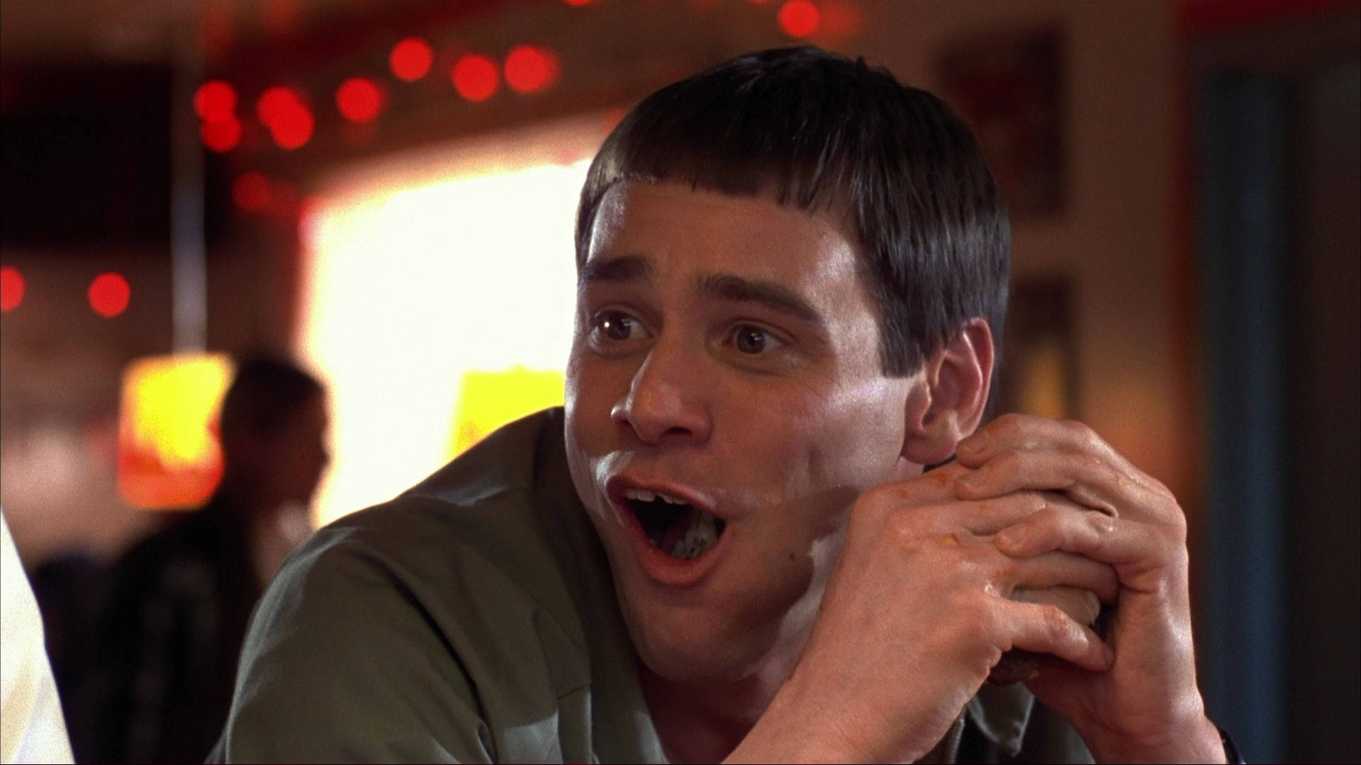 Jim Carrey, wide eyes, open mouth, Full HD Desktop Wallpaper