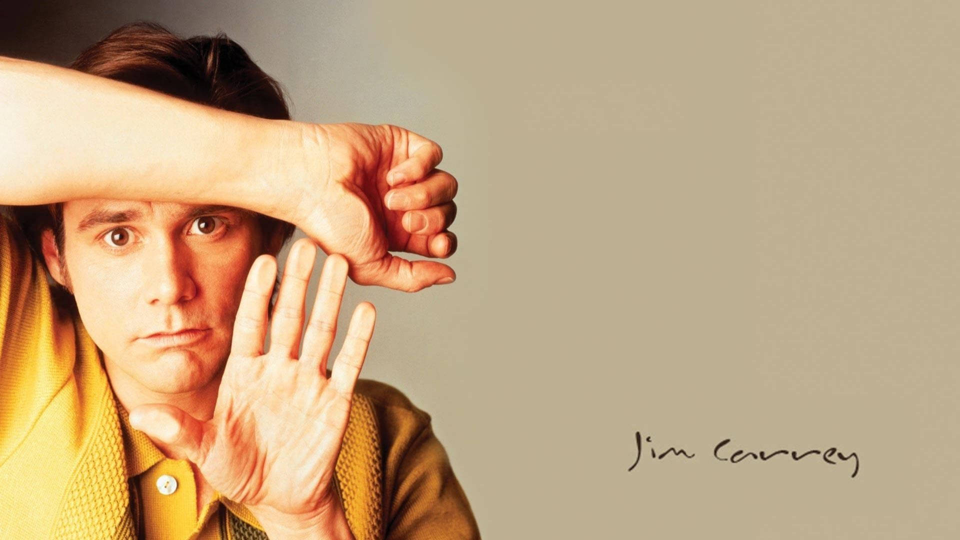 Jim Carrey, glass, playful yet intense expression, Full HD Desktop Wallpaper