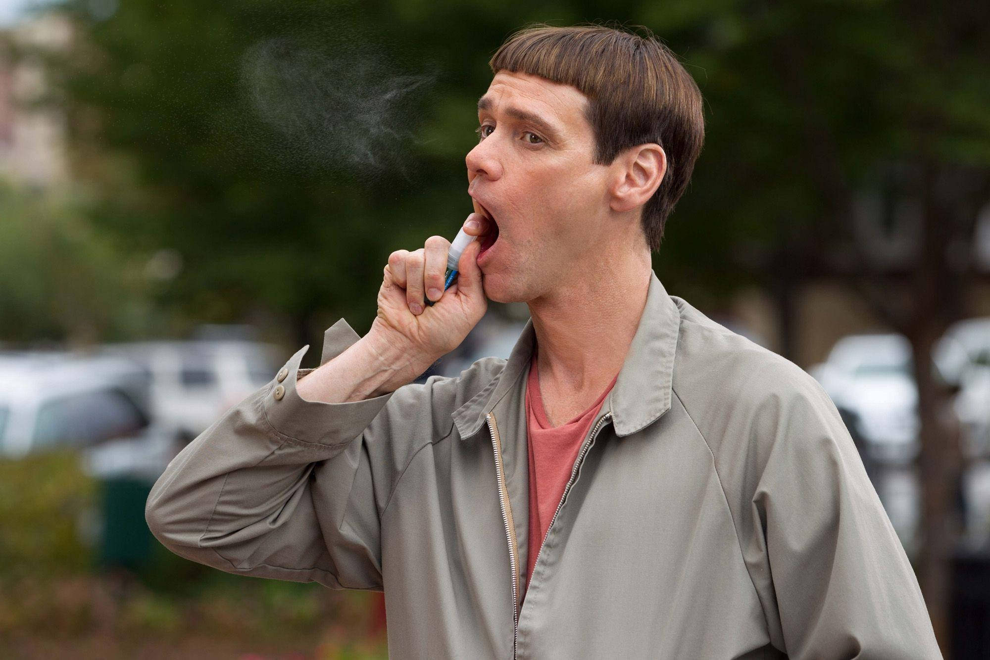 Jim Carrey, beige jacket, e-cigarette, Full HD Desktop Wallpaper