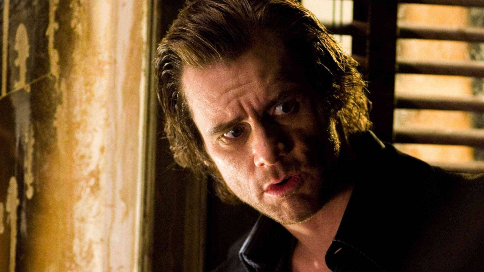 Jim Carrey, nervous look, slatted blinds, Full HD Desktop Wallpaper