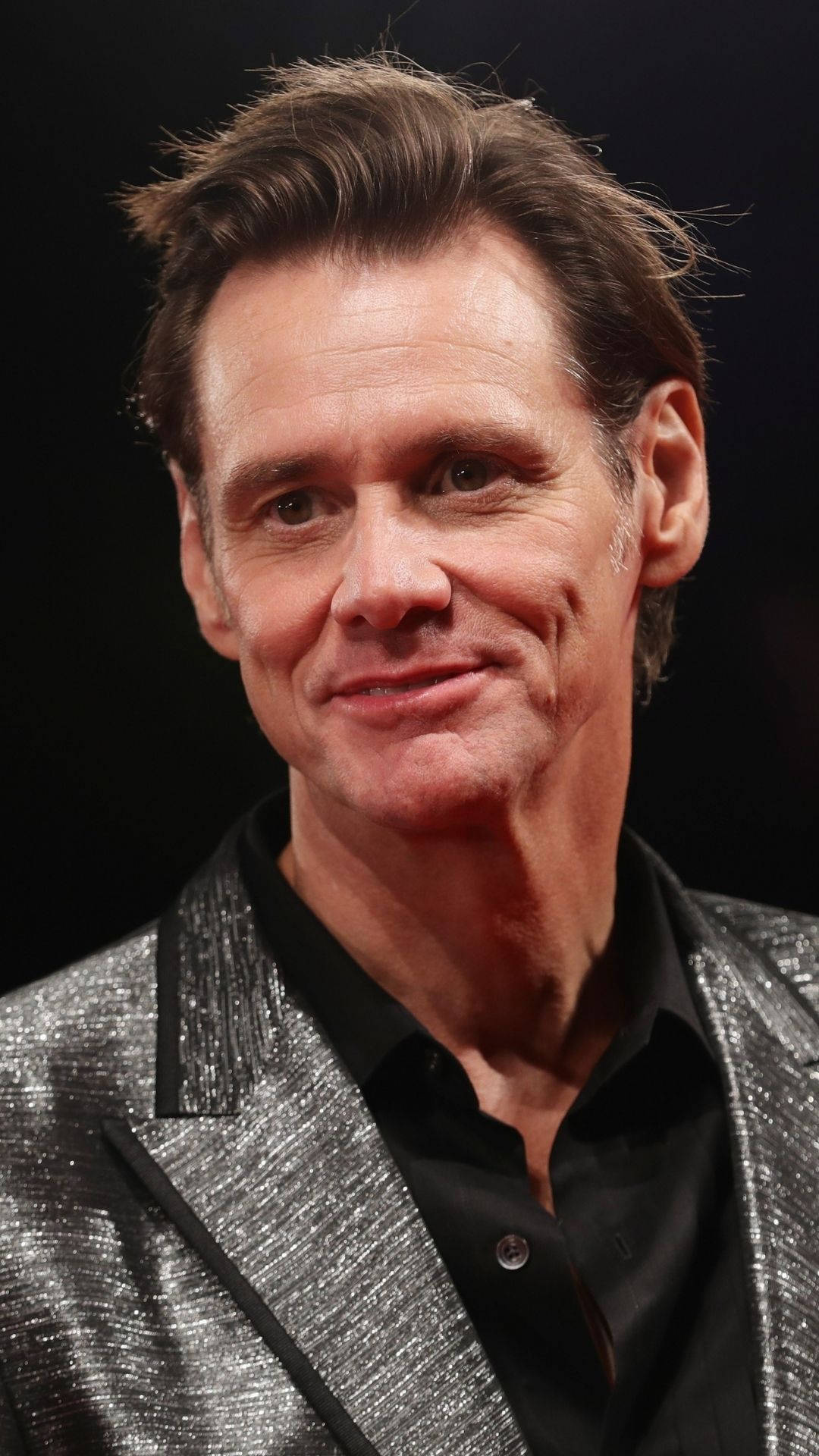 Jim Carrey, dazzling silver suit, shimmering silver blazer, Full HD Phone Wallpaper