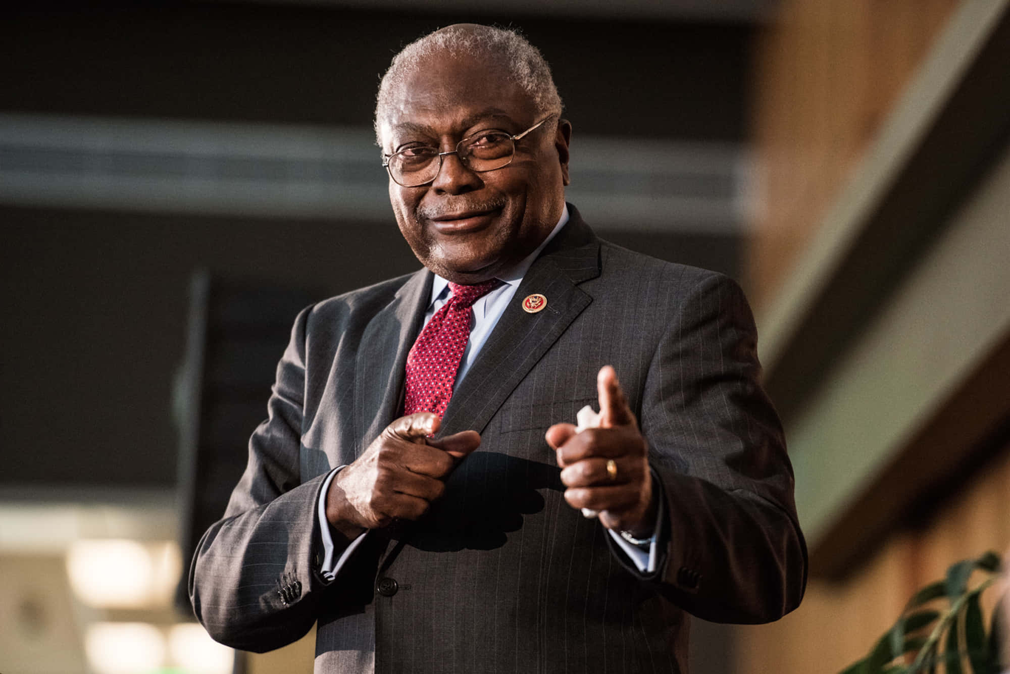 Jim Clyburn, pinstripe suit, red tie, Full HD Desktop Wallpaper